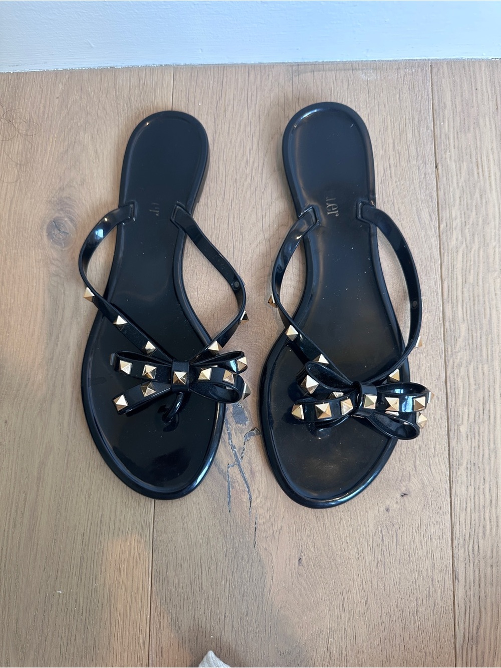 Black Jelly Studded Bow Sandals – Size 41